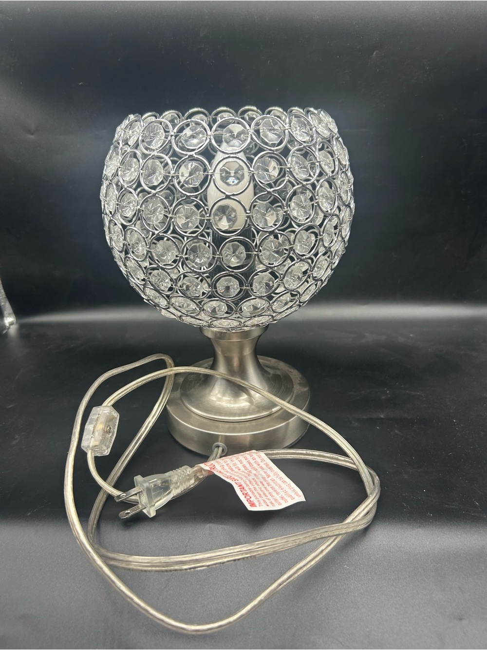 Crystal Globe Table Lamp - Silver